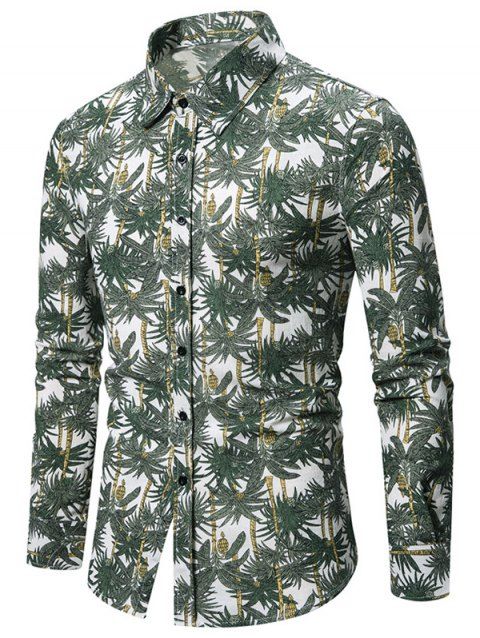 Chemise Boutonnée à Imprimé Palmier Tropical 