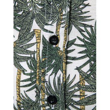 

Tropical Palm Tree Allover Print Button Up Shirt, Dark green