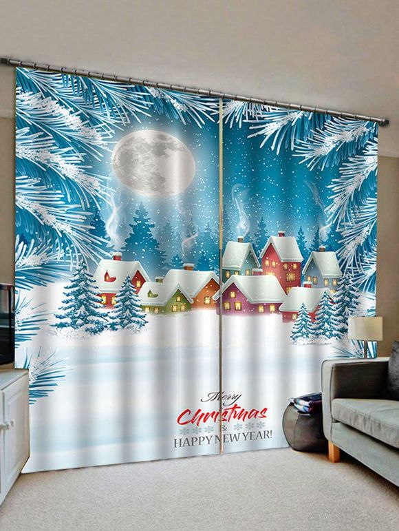 Rideau de Fenêtre de Noël Maison Imprimée 2 Panneaux - multicolor W28 X L39 INCH X 2PCS