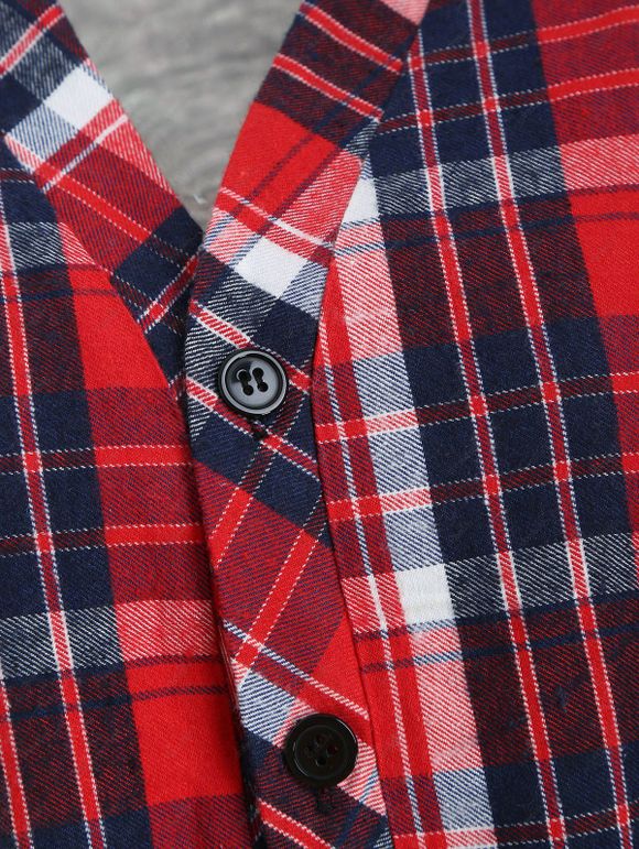 T-shirt Mouchoir Boutonné à Carreaux Inséré - Gris M