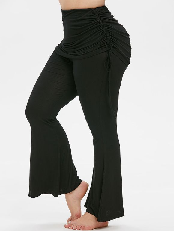 Pantalon Evasé Superposé de Grande Taille à Lacets - Noir 2X