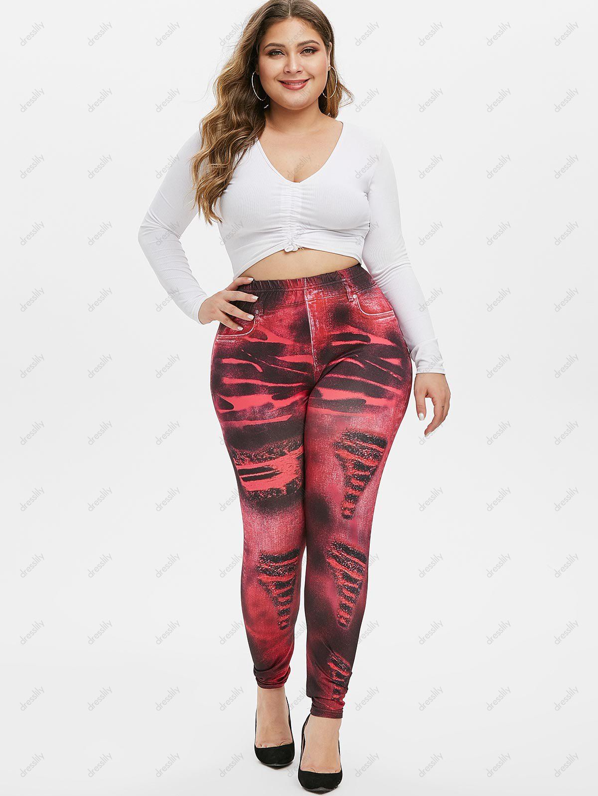 plus size printed trousers