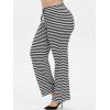 Pantalon Rayé à Jambe Large à Cordon Grande Taille - multicolor 2X