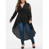 Blouse Haute Basse Tordue en Avant de Grande Taille - Noir 5X