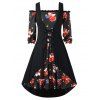 Robe de Noël à Epaule Dénudée de Grande Taille avec Gilet - Noir 4X