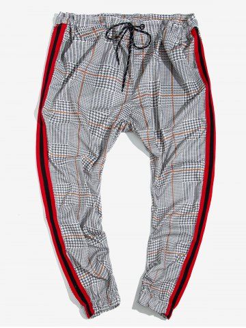 houndstooth print drawstring jogger pants