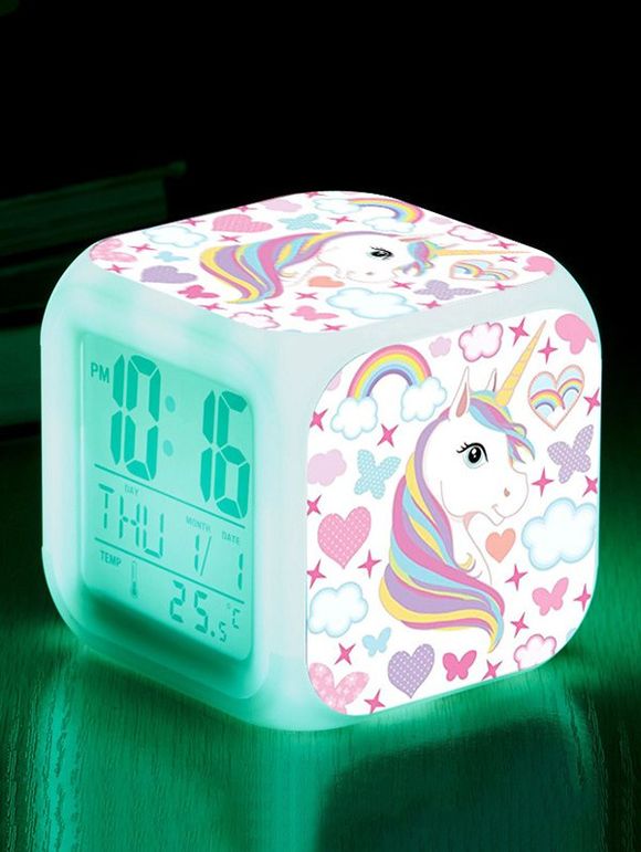 Horloge Numérique Lampe de Nuit LED Motif de Licorne - multicolor B 