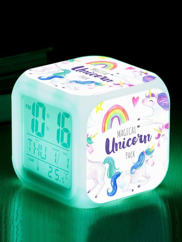 Horloge Numérique Lampe de Nuit LED Motif de Licorne - multicolor F 