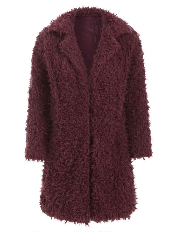 Manteau au Crochet en Fausse Laine - Rouge Vineux XL