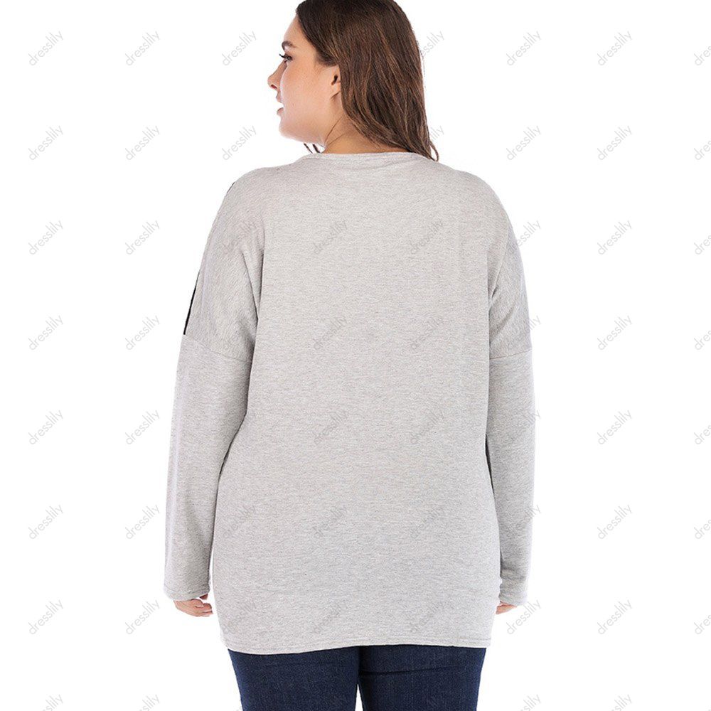 

Plus Size Drop Shoulder Two Tone Sweatshirt, Gray goose