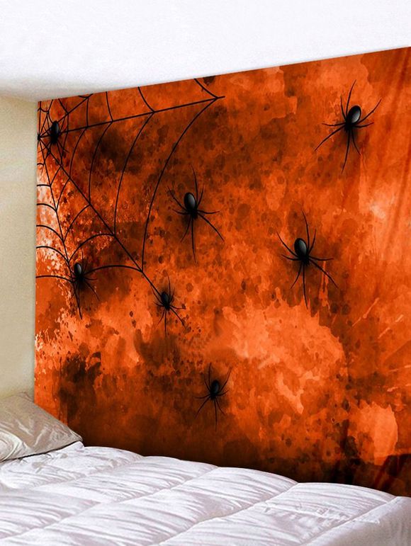 Tapisserie Murale Art Décoration d'Halloween Toile d'Araignée Imprimée - multicolor W91 X L71 INCH
