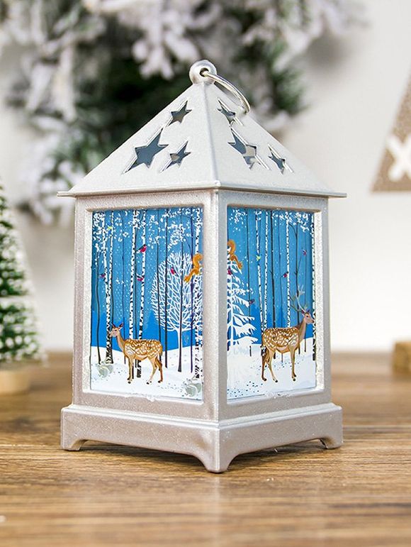 Lampe Décorative Sapin de Noël et Etoile Imprimés - Argent 