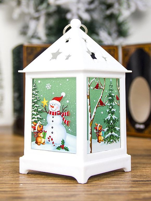 Lampe Décorative Sapin de Noël et Etoile Imprimés - Blanc 