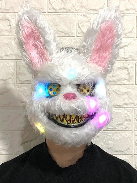 Masque Soirée d'Halloween Cosplay Animal avec Lampe LED en Fausse Fourrure - Rose 