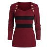 Pull Boutonné Contrasté - Rouge Vineux S