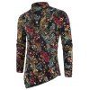 Chemise Haute Basse Cachemire Fleurie Imprimé avec Bouton Oblique - multicolor XL