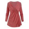 T-Shirt Tordu à Epaule Dénudée à Col V - Rouge L