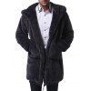 Manteau à Capuche Long Simple Zippé en Fausse Fourrure - Gris Foncé XL