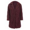 Hook-and-eye Faux Shearling Coat - RED WINE S