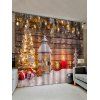 2 Panels Christmas Tree Wooden Board Print Window Curtains - multicolor W33.5 X L79 INCH X 2PCS