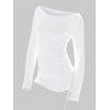 T-shirt Tunique en Couleur Unie Grande Taille à Lacets - Blanc Lait 5X