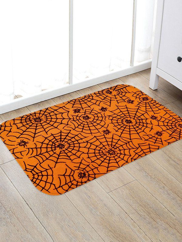 

Halloween Spider Web Print Floor Rug, Multi