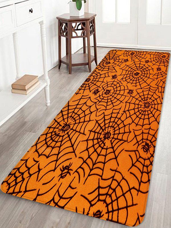 

Halloween Spider Web Print Floor Rug, Multi