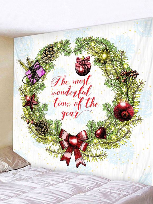 Tapisserie Murale de Noël Motif de Lettre et de Couronne - multicolor W91 X L71 INCH