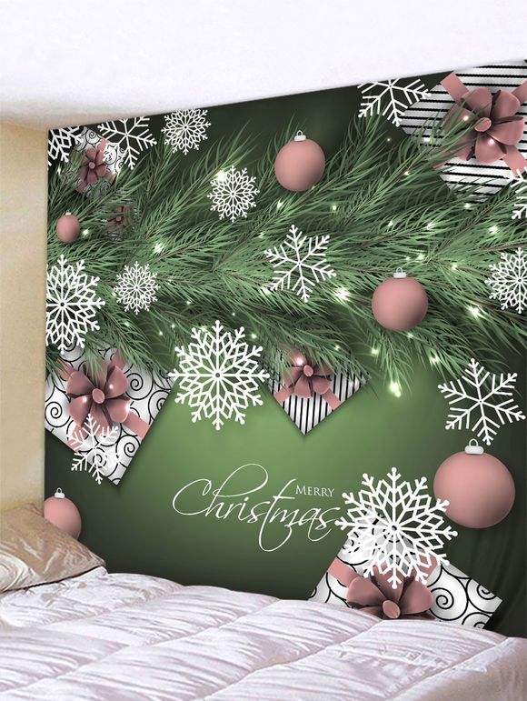 Tapisserie Murale Pendante de Noël Flocon de Neige et Boule Imprimés - multicolor W91 X L71 INCH
