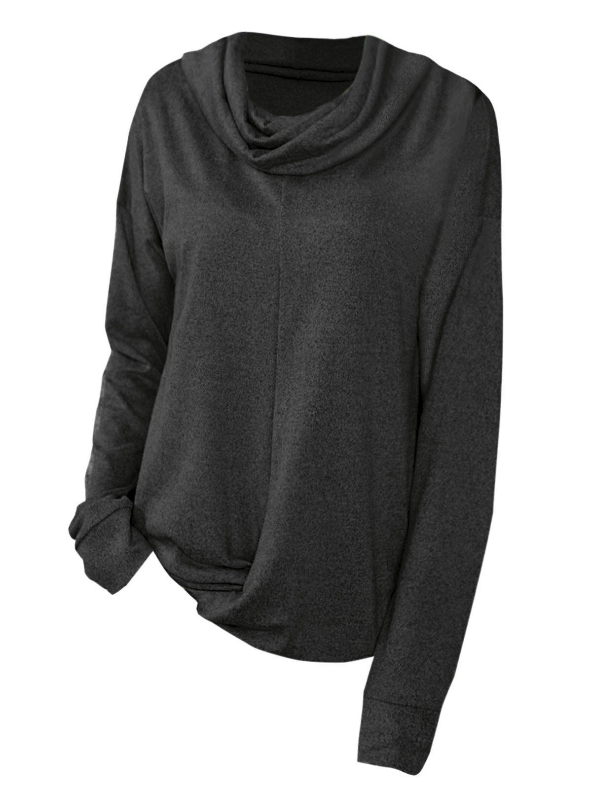 

Twist Hem Cowl Neck Plus Size Sweatshirt, Black