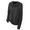 Sweat-shirt Ourlet Tordu Grande Taille à Col Bénitier - Noir 2X