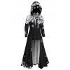 Sweat à Capuche de Noël Haut Bas Flocon de Neige Imprimé Grande Taille - Noir 4X