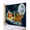 Tapisserie de Noël Décorative Cerf Lune et Nuit Imprimés - multicolor W79 X L71 INCH
