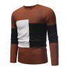 Color Blocking Spliced Pullover Sweater - CARAMEL XS