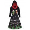 Robe à Capuche Ligne A Flocon de Neige Imprimé - Noir L