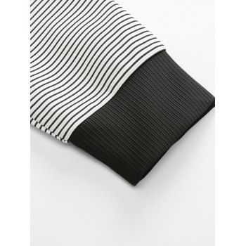 

Stripes Spliced Raglan Sleeve Half Zipper Hoodie, White