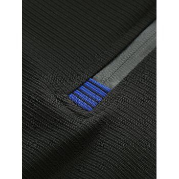 

Stripes Spliced Raglan Sleeve Half Zipper Hoodie, Blue