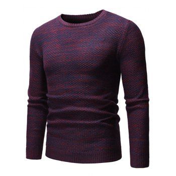 

Round Neck Casual Heathered Sweater, Red wine