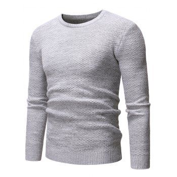 

Round Neck Casual Heathered Sweater, Gray