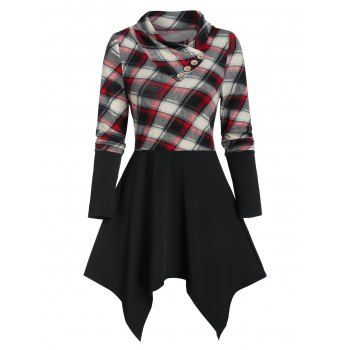 

Handkerchief Plaid Tunic T Shirt, Multicolor a