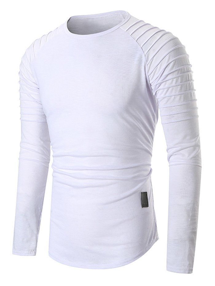[55% OFF] 2020 Pleated Raglan Sleeve Curved Hem Long Sleeve T-shirt In ...