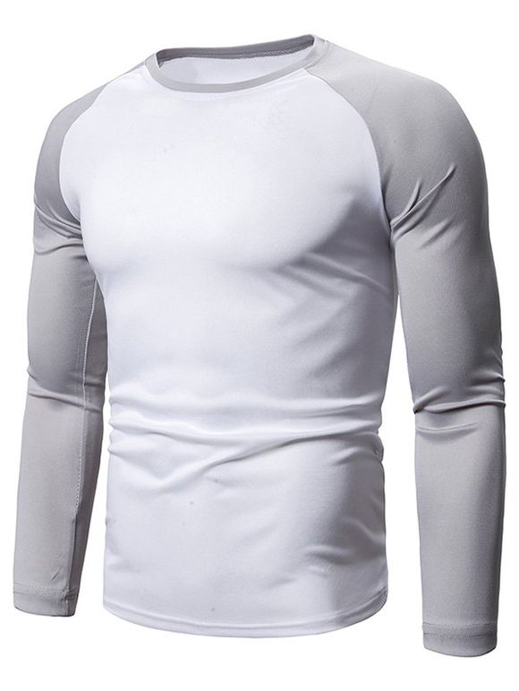 T-shirt en Blocs de Couleur Jointif à Manches Raglan - Blanc XL