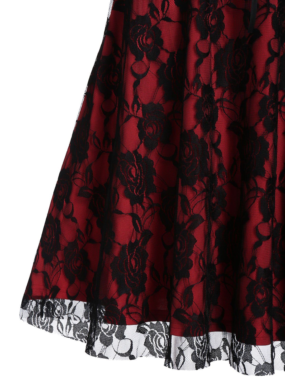 Lace-up A Line Sweetheart Collar Rose Lace Dress - multicolor A 2XL