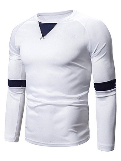 T-shirt Décontracté en Blocs de Couleurs Jointif à Manches Raglan - Blanc XL