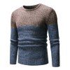 Two Tone Splicing Casual Pullover Sweater - CADETBLUE XS