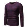 Round Neck Casual Heathered Sweater - RED WINE XS