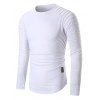T-shirt Plissé Manches Longues Raglan à Ourlet Courbe - Blanc 3XL