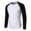 T-shirt Jointif en Blocs de Couleurs à Manches Raglan - Blanc XL