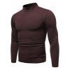 Solid Color Mock Neck Pullover Sweater - RED WINE 2XL