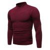 Solid Color Mock Neck Pullover Sweater - RED WINE XL